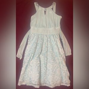 Mint formal glitter flower kids dress